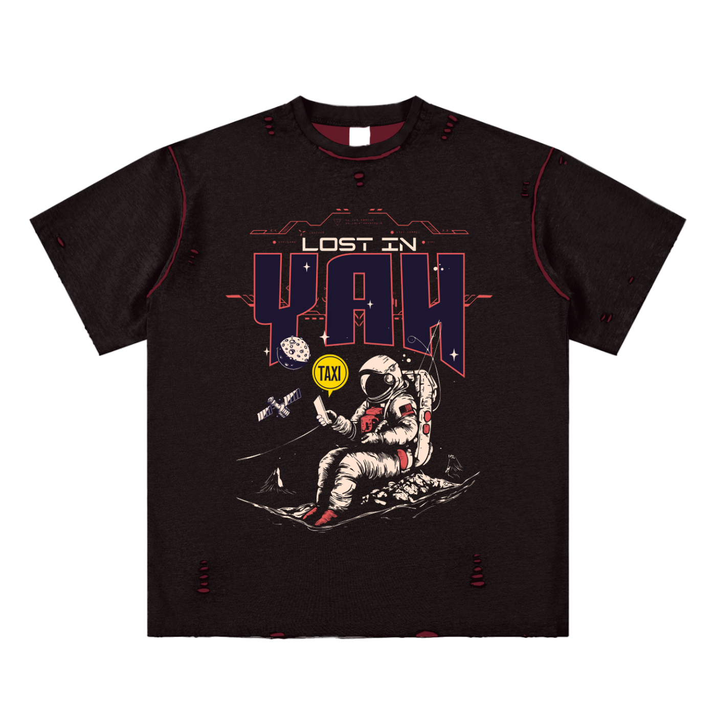 "Lost In YAH" Hand Frayed Reversible Tee