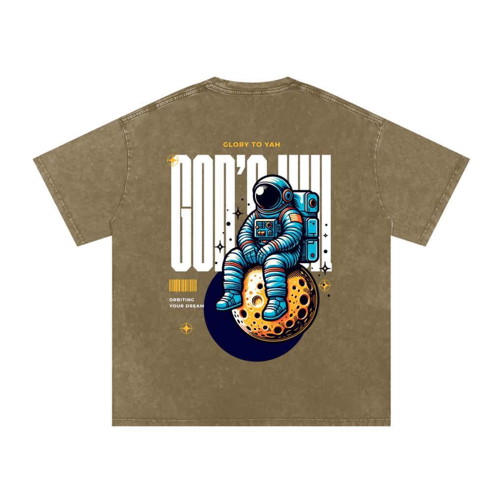 God's Will Snow Washed Oversized Tee