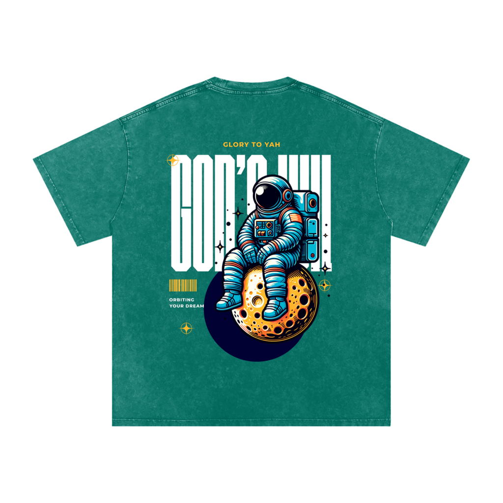 God's Will Snow Washed Oversized Tee