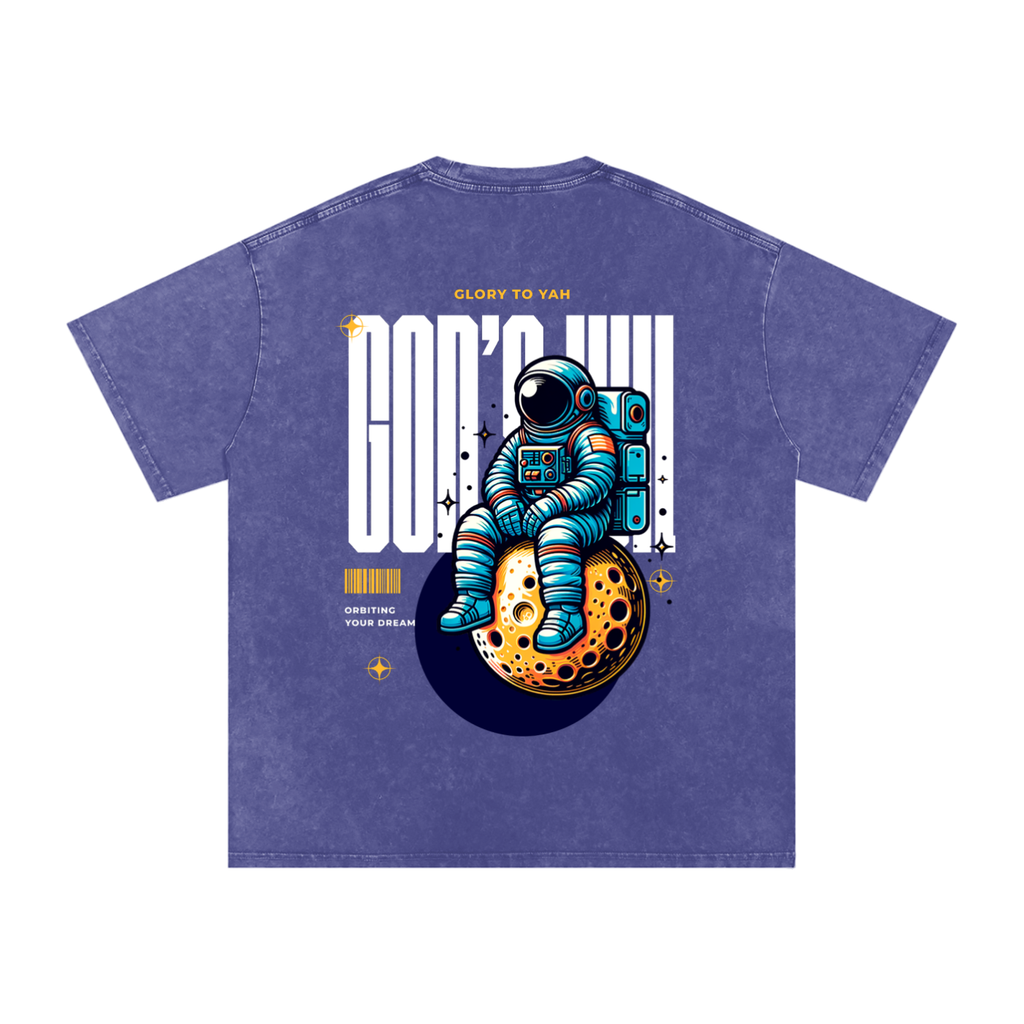 God's Will Snow Washed Oversized Tee